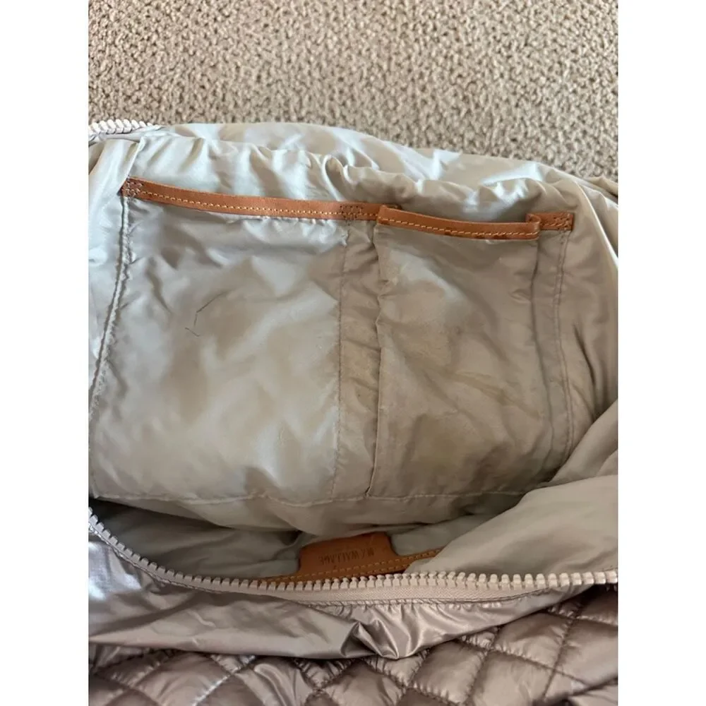 MZ Wallace Metro Tote Deluxe Medium Metallic Rose Gold Quilted Nylon Travel Bag